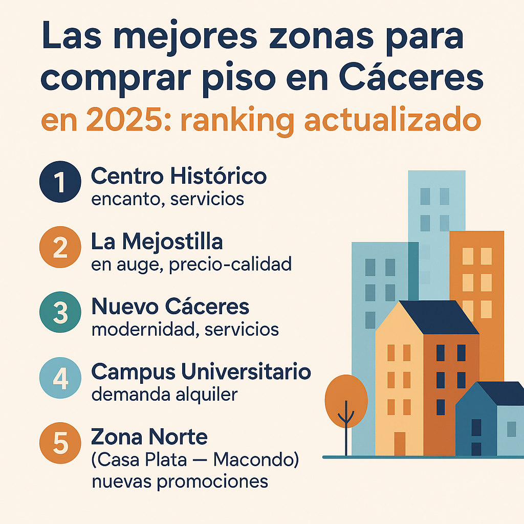 Mejores zonas para comprar piso en Cáceres en 2025