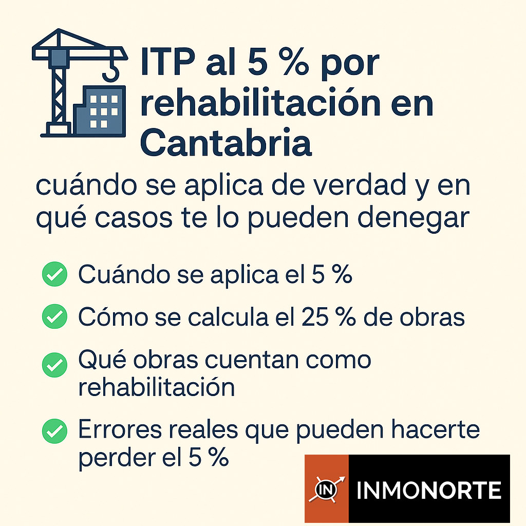 ITP al 5 % por rehabilitación en Cantabria: cómo se aplica