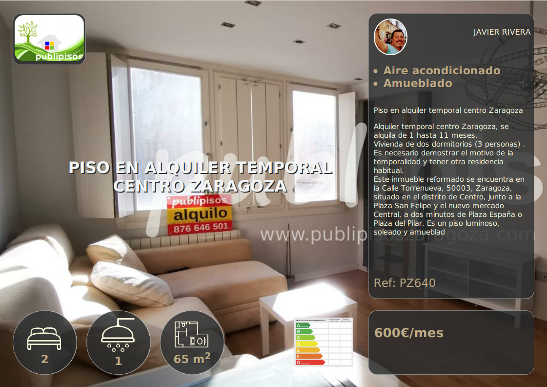 Piso en alquiler temporal centro Zaragoza