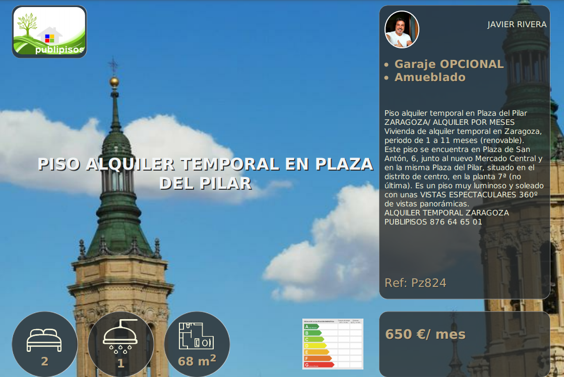 Piso alquiler temporal en Plaza del Pilar